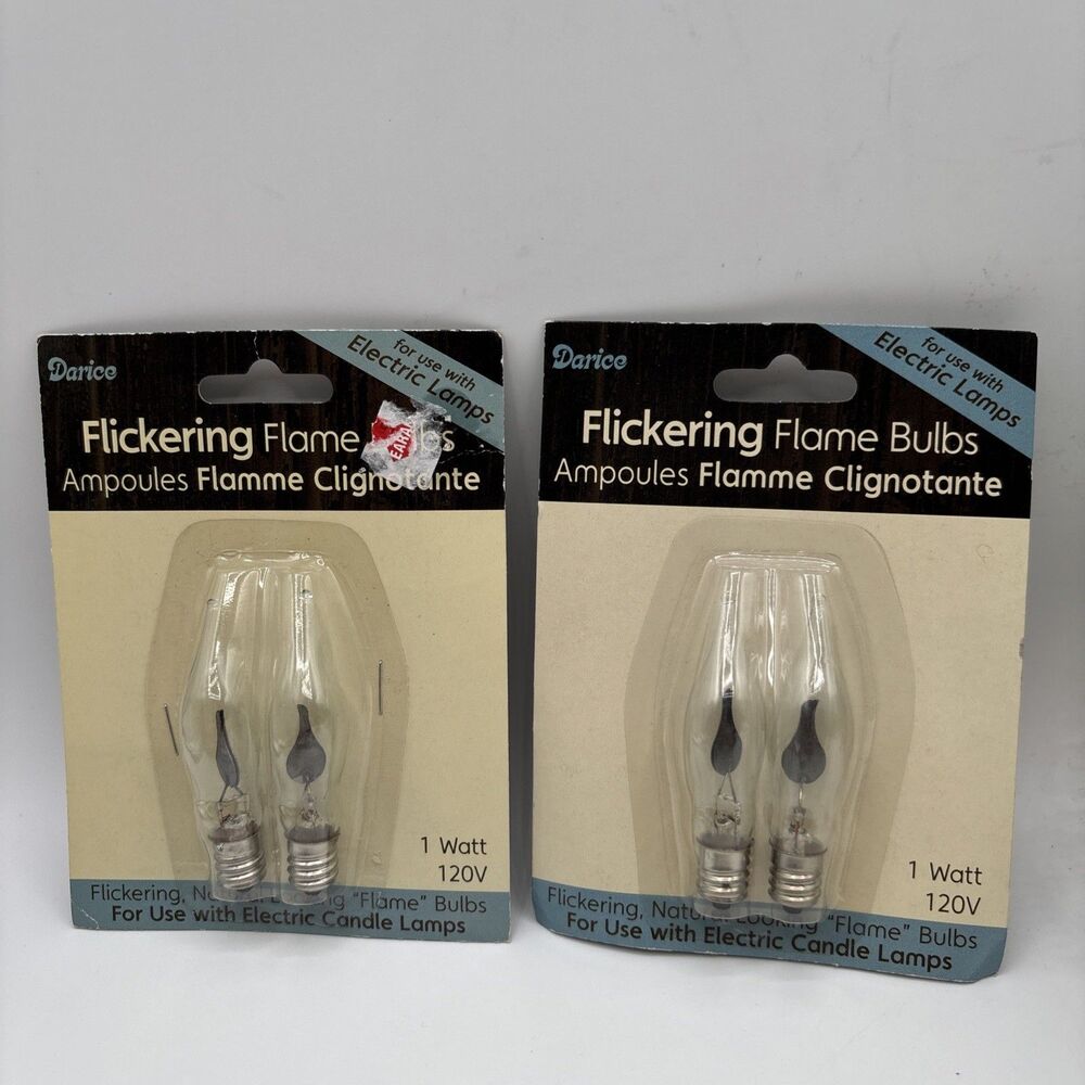 Lot of 2 Darice Flickering Flame Bulbs 1Watt 120V Candelabra Base NIP